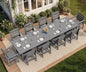 SERWALL Patio Dining Sets for 10 Person, HDPE Dining Set with 2 Tables, 8 Armless Chairs and 2 Armed Dining Chairs, Gray