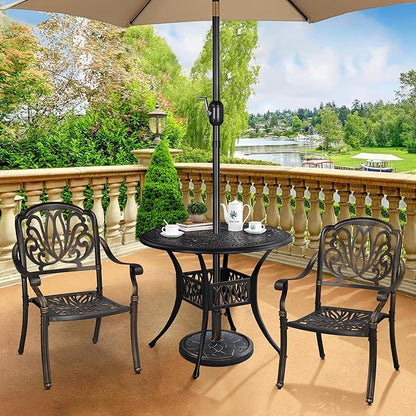 Yaheetech 18'' Patio Umbrella Base 26.5lbs Heavy Duty Antiqued Outdoor Market Umbrella Stand All-Weather Resin Umbrella Base for Garden & Yard, Bronze
