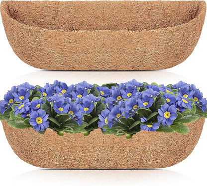 HFHOME 2PCS 36 Inch Coco Liners for planters, Horse Trough Half Moon Shape Replacement Coconut Planter Hanging Basket Liners for Window Box Hanging Trough Planter