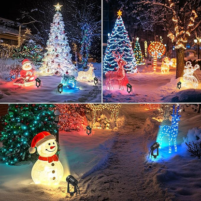 Banord RGBW Color Changing Outdoor Landscape Lighting, 4 Pack Low Voltage LED Outdoor Spotlight with Remote, IP65 Waterproof for Yard, Garden, Lawn