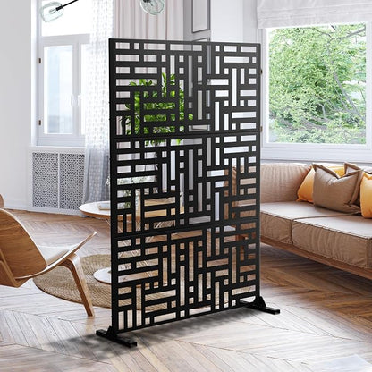 Metal Privacy Screen 72" H47 W, Freestanding Decorative Outdoor Panel - Image 4