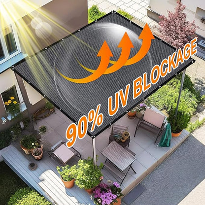 Artpuch 90% Sun Shade Cloth, 5 x 12 FT Pergola Shade Cover Canopy with Grommets, Sun Screen Fabric Tarp for Patio, Outdoor, Garden, Backyard, Dark Grey