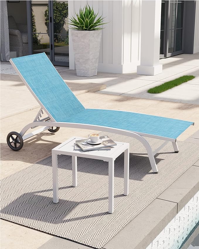 Crestlive Products Outdoor Side Table Set of 2, Aluminum Rectangular Side/End Table, Small Patio Coffee Bistro Table for Outdoor Indoor (White)