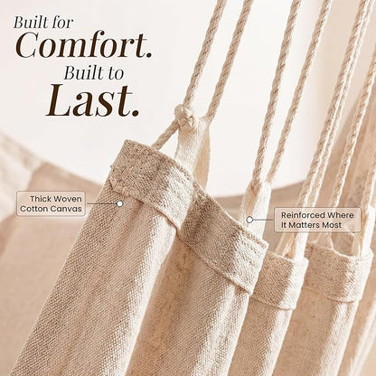 Indoor Hanging Chair for Bedroom, Patio, Porch or Room - Hammock Swing Chair - Outdoor & Indoor Swing for Adults - Quick & Easy Setup with Hardware Kit – Spacious Full Body Support – Holds 440 Lbs