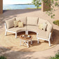 Outdoor Patio Furniture Set,4 Piece Aluminum Half-Moon Patio Conversation Sets, PE Rope Curved Sofa, All-Weather Outdoor Sectional Sofas with Modular Coffee Table & Cushions, White