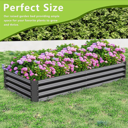 2PCS 6x3x1FT Galvanized Raised Garden Bed, Galvanized Planter Raised Garden Boxes Outdoor, Large Metal Raised Garden Beds for Vegetables-Grey