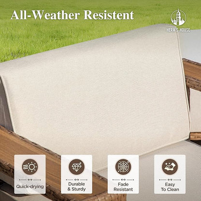 HERA'S HOUSE 6 Pieces Outdoor Rattan Furniture Set, 4 Sectional Patio Wicker Sofa with 2 Ottomans, All Weather Patio Conversation Set with 5.3" Comfy Widened Armrest, 10" Ultra Thick Cushion for Deck