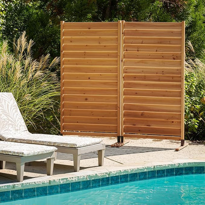 6.1ft H x 3.1ft W (1 Panel) Freestanding or Surface Mounted Enclo Sierra Privacy Screen, Wood Fence Screen, Outdoor or Indoor Decorative Privacy Panel, Great for Balcony, Patio, Deck, AZ18031