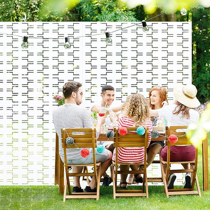 Casaphoria Metal Privacy Screen Outdoor, 72" H x 47" W Freestanding Decorative Privacy Screen for Patio Deck Balcony Garden with Stable Base, White-Brick