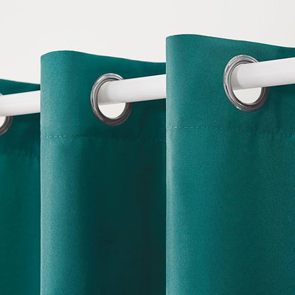 TOWN & COUNTRY BASICS Cabana Solid Heavyweight Indoor Outdoor Curtains, Light Filtering Opacity with Grommet Top, Water Repellent, 2-Pack Set, 54"x96", Dark Teal