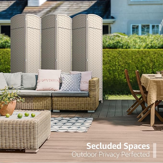 Sorbus 6 Panel Room Divider 6 ft. Tall - Privacy Screen, Extra Wide Double Hinged Panels, Mesh Hand-Woven Design, Partition Room Dividers and Folding Privacy Screens, Wall Divider for Room Separation
