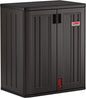 Suncast Heavy-Duty Resin Outdoor Storage Cabinet, 30" W x 20.25" D x 36" H Dark Grey Base Garage Storage Cabinet with Lockable Doors and Metal Reinforced Shelves, Made in The USA