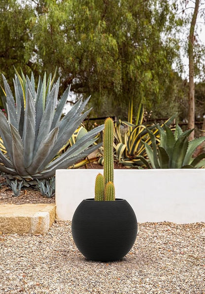 Veradek Strata Series Sphere Round Planter for Patio & Backyard | Durable Plastic-Stone Material | Modern Décor for Tall Trees and Plants