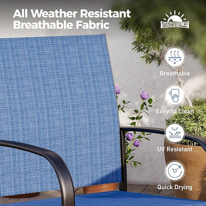 Patio Dining Set 9 PCS, 8 Stable Outdoor Dining Chairs with Rectangular Dining Table, Patio Table and Chairs Set for Lawn,Garden,Deck and Backyard