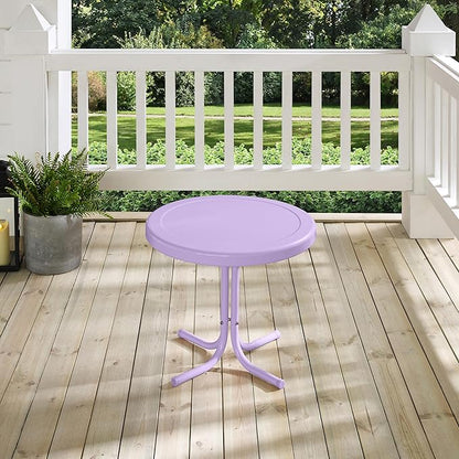 Crosley Furniture Griffith Weather Resistant Retro Metal Outdoor Side Table for Patio, Deck, Porch, Lavender Gloss