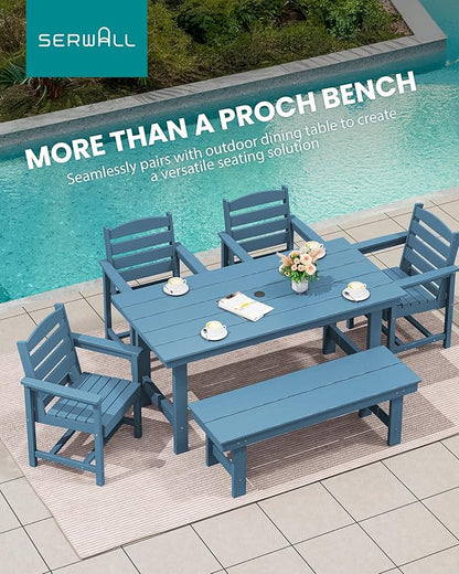 SERWALL 2-Person Outdoor Bench Backless, HDPE Outdoor Benches Weatherproof, 700 Lbs Weight Capacity, Poly Lumber Patio Furniture for Garden, Porch and Park, Navy