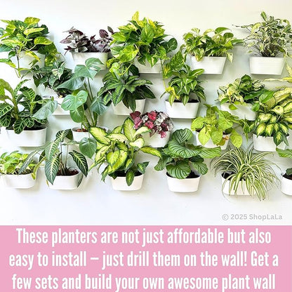 LaLaGreen Rail Planter Outdoor Plants (10 Pack, 11.8 Inch) White Metal Iron Hanging Flower Pots Deck Railings Fence Buckets Countryside Boho Style Wall Mount Window Box Plant Holder Hooks Porch Decor