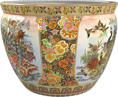 Red Lantern Large 22" Satsuma Porcelain Fishbowl Planter