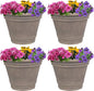 Sunnydaze 20-Inch Franklin Large Plant Pot - Polyresin Round Outdoor Planter with Drillable Drainage Hole - 4 Pack - Beige
