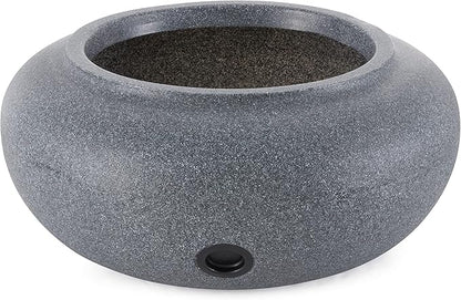HC Companies Versatile 21 Inch Round Natural Decorative Plastic Outdoor Garden Hose Storage Pot with Side Hole for Faucet Connection, Granite