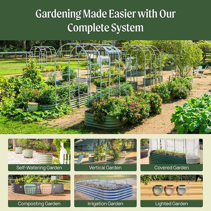 Vego garden Raised Garden Bed Kit, 17" Tall 10 in 1 Jumbo Modular Raised Garden Beds, Metal Planter Box for Vegetables, Flowers, Herbs, Modern Gray