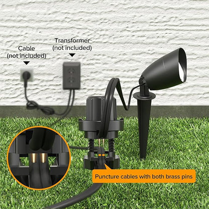 LUTEC 12V Low Voltage Landscape Lighting, Die-cast Aluminum Spot Lights with Connectors, IP65 Waterproof Outdoor Landscape Spotlights, 5W 550LM Warm White 3000K for Tree Garden Yard Pathway, 1 Pack