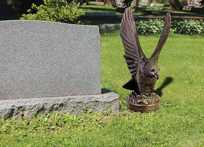 EMSCO Group Freedom Eagle Statue 32in Outdoor Garden Decor, Natural Bronze Finish, Weather-Resistant Resin