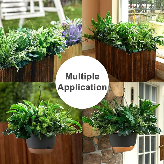 Artificial Greenery Bundle, 14 Bunches, 11 Varieties, UV-Resistant Plastic