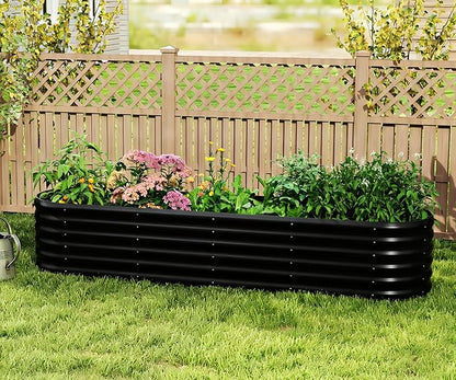 Galvanized Raised Garden Bed, Outdoor Planter Bed, Metal Planter Box for Gardening and Planting,8x2x1.5ft, Light Green