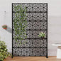 Casaphoria Metal Privacy Screen Outdoor, 72" H x 47" W Freestanding Decorative Privacy Screen for Patio Deck Balcony Garden with Stable Base, Black-Gene