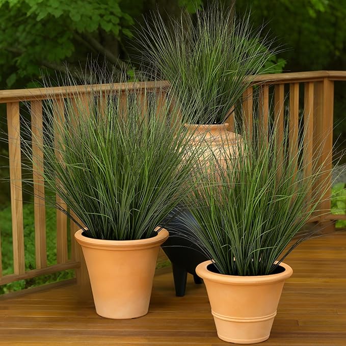 Artificial Plants Greenery 48 Pack Green Plastic Wheat Grass, 26.4 Inch