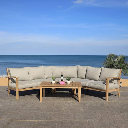 SAFAVIEH Couture Outdoor Patio Furniture Collection – Santa Cruz Coffee Table, Natural Eucalyptus Wood Slatted Top, Modern Outdoor Accent Table (CPT1016A)