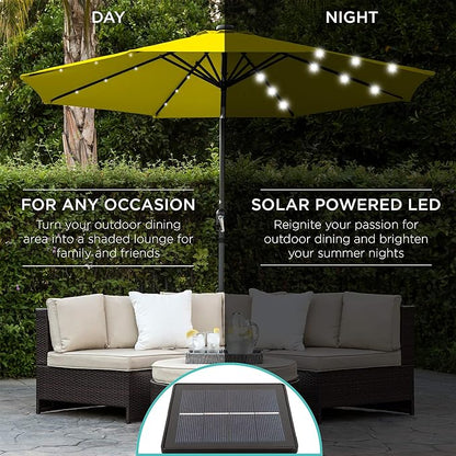 Best Choice Products 10ft Solar Polyester LED Lighted Patio Umbrella w/Tilt Adjustment and UV-Resistant Fabric