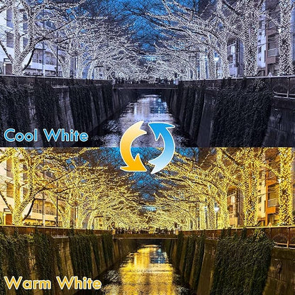 Warm White ⇋ Cool White 66Ft 200LED Christmas Fairy Lights Plug in with Remote, Waterproof String Lights Outdoor Indoor 8 Modes with Timer, Twinkle Lights for Girl's Room Garden Christmas Decorations