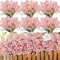 MACTING 24 Bundles Artificial Flowers for Outdoors Fake Flowers UV Resistant Faux Plastic Plants No Fade for Planters Window Box Patio Porch Garden Home Indoor Outdoor Spring Decorations,Pink