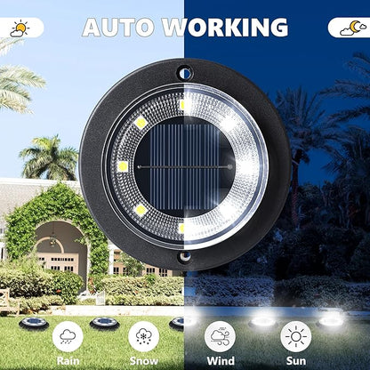 Flacchi Solar Lights Outdoor - Solar Powered Ground Lights Outdoor Solar Disk Light Waterproof Landscape Light for Patio Yard Pathway Walkway Driveway (Cool White, 8 Pack)