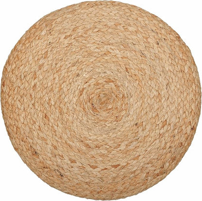 REDEARTH · Cylindrical Pouf Foot Stool Ottoman - Jute Braided Pouffe Poof Accent Sitting Footrest for The Living Room, Bedroom, Nursery, Patio, Lounge & Other Rooms (14.5”X14.5”X16”; Natural Gray)
