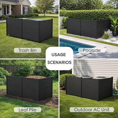 Kozyard 50" W x 48" H Outdoor Privacy Screens Aluminum Post, Air Conditioner Fence Panels, Pool Equipment Enclosure, Trash Can Screens Fence Kit for Outside Backyard Patio(Black/3Panels)