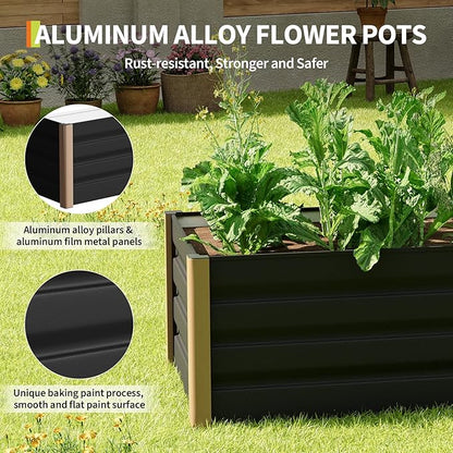 Garvee Large Aluminum Raised Garden Bed 6.5' x 2.5' x 16", Open-Bottom Jumbo Size for Serious Gardening, with Rounded Safety Corners & Anti-Cut Trim, Outdoor Planter Box Kit, Gray