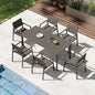 Outdoor Dining Set for 6, Aluminum Patio HDPS Outdooor Table and Chairs Set with Umbrella Hole, All Weather Patio Furniture Set, 7 Peice Patio Dining Table Set (Charcoal)