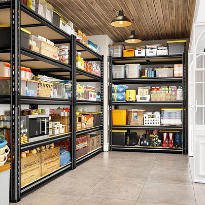 REIBII 2400LBS Storage Shelves 5 Tier Garage Shelving Heavy Duty Adjustable Garage Shelves, Utility Rack Shelf, Shelving Units for Storage Warehouse Pantry Closet, 35.5" W x 11.9" D x 72" H, Black