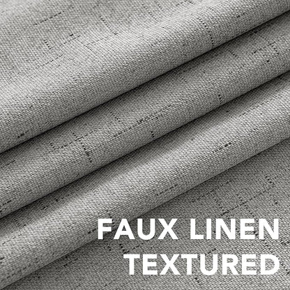 H.VERSAILTEX Linen Blackout Curtains 45 Inches Long 100% Blackout Thermal Insulated Textured Linen Look Curtain Draperies Anti-Rust Grommet, Energy Saving with White Liner, 2 Panels, Dove Gray