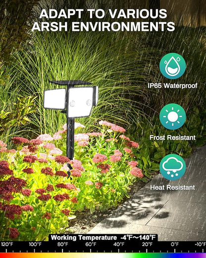 Solar Lights Outdoor, In-Ground or Wall Mount, 180° PIR Motion Sensor, 236 LED 2500 Lumens 360° Illumination Solar Security Flood Light, Dusk to Dawn, 3 Modes, IP65 Waterproof, 4 Pack