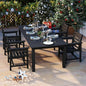 5-Piece Black Outdoor Dining Set for 4, 75.2'' HDPE Table with Umbrella Hole & Chairs, Weather-Resistant Patio Furniture for Garden, Lawn, or Poolside