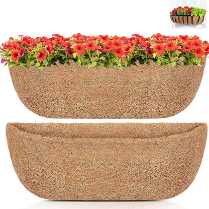Y&M 30" Coco Liner for Window Box Deck Basket Planter Trough Coconut Fiber Liners, 2pcs Trough Coco Liner Pre-Formed Replacement