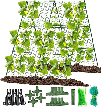 Cucumber Trellis, 35" X 50" A-Frame Garden Trellis for Climbing Plants Outdoor, Foldable Trellis Cucumber for Raised Bed Vegetable/Tomato/Flowers/Pea