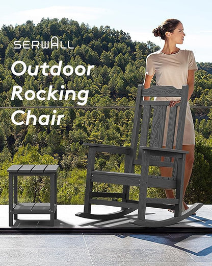 Poly Rocking Chairs - 2-Pack Grey HDPE for Outdoor Porch Use
