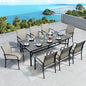 Patio Dining Set 9 PCS, 8 Stable Outdoor Dining Chairs with Rectangular Dining Table, Patio Table and Chairs Set for Lawn,Deck and Backyard