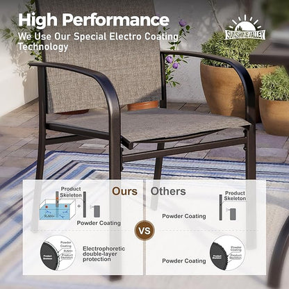 Patio Dining Set for 8, 60" x 60" Square Metal Table with Umbrella Hole, 8 x Stable Brown Dining Chairs, Outdoor Table and Chairs Set for Lawn Backyard and Deck
