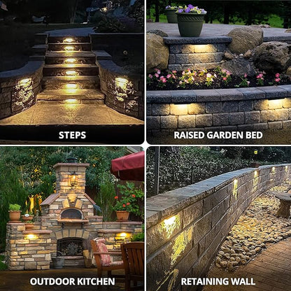 GKOLED 6.8 Inch LED Low Voltage Outdoor Hardscape Light, Light Module Replaceable, Retaining Paver Wall Step Lighting, 2700K 1.5W, IP65 for Wet Location, Die-cast Aluminum Housing